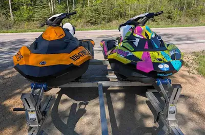 2 - 2015 seadoo sparks and trailer Both 3 up 900 HO engine Electronic iBR (reverse & brake) Convenie...