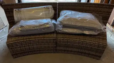 NEW Curved Outdoor Wicker Sectional Sofa–2-Piece|Cushions Sealed, View more