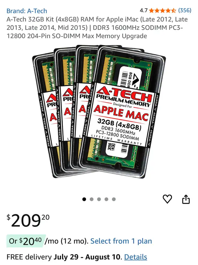 32GB RAM imac 2012 - 32GB Ram pour Imac 2012 in Desktop Computers in City of Montréal - Image 4