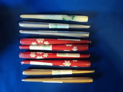 CARLTON CARDS 10" TAPERED CHRISTMAS CANDLE LOT OF 9 - SEALED, View more