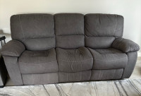 Reclining 3 Seater Grey Fabric Sofa