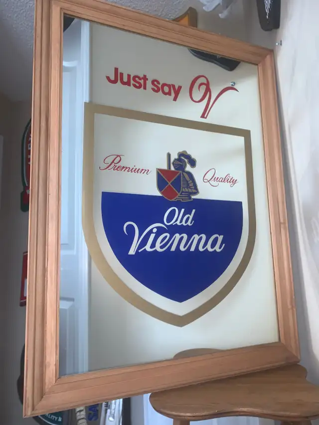 Vintage Huge Old Vienna OV beer bar sign mirror excellent in Arts & Collectibles in Calgary - Image 3