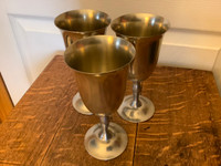 Vintage Set of Three Metawa Holland Real Pewter 94% Goblets