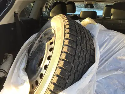 4 studded firestone winter tires on rims Used a couple of winters Size 205/60/R16 Came off a ford fo...