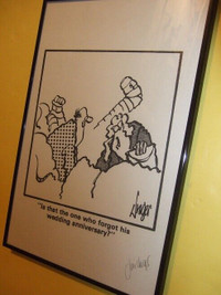 Jim Unger HERMAN prints -SIGNED by the cartoonist -framed