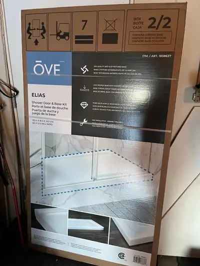 OVE Elias shower base, brand new in box. 60in x 32in, View more