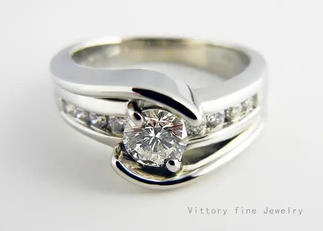 19KT W/Gold 0.64CT(TW) Solitary Diamond Ring. Naturally Mined!63735877407617120