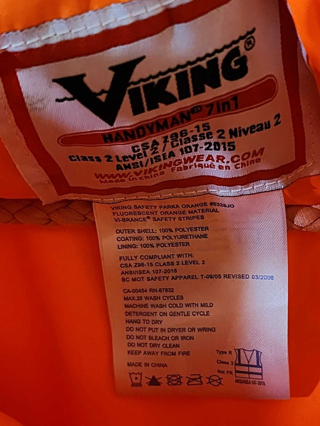 Viking 7 in one hi visibility parka in Other in Kapuskasing - Image 2