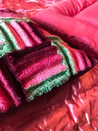 Down-filled comforter and decorative pillow, View more