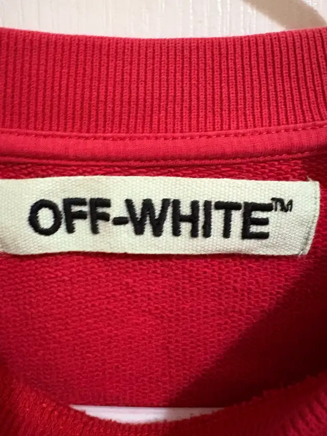 Off-White Red Diagonal Stripe Pullover Sweatshirt528934498887936002