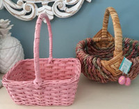 Pair of woven Easter baskets and Easter egg earrings