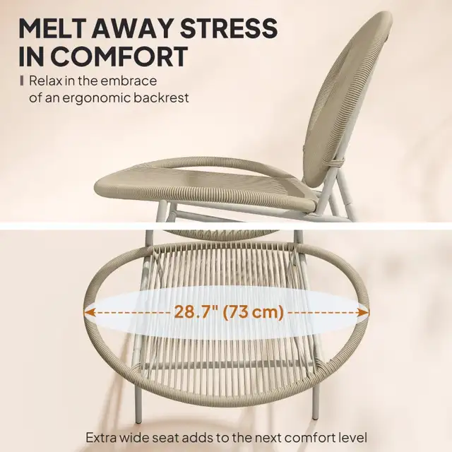 Rattan Bistro Set, 3 Pieces Wicker Patio Furniture Set, Acapulco in Patio & Garden Furniture in Markham / York Region - Image 8