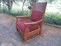 Antique Solid Wood Large Upholstered  Rocking Chair
