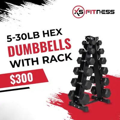 5-30LB Hex Dumbbells with Rack, View more