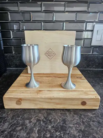 Royal Selangor Wine Goblets with case Located outside Indian Head