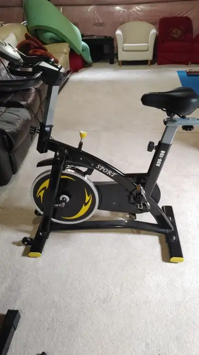 Soozier Yellow Indoor Cycling Bike with LCD Screen, View more