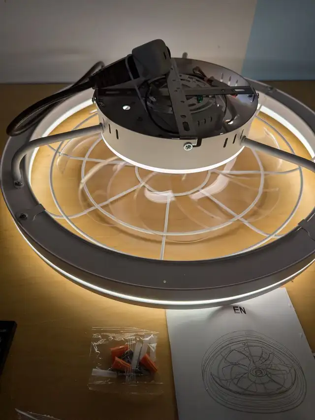 Modern Flush Mount Ceiling Fan with LED Light, White Low Profile in Indoor Lighting & Fans in Mississauga / Peel Region - Image 6