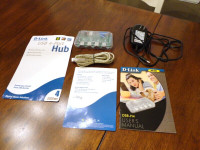 Like New D-Link Powered USB 4 Port Hub with Cables, manual