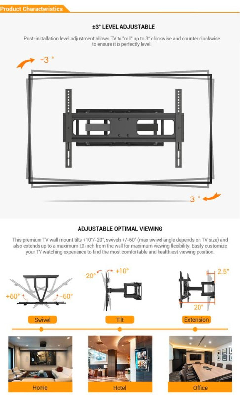 NEW Full Motion Articulating TV Wall Mount for 37" to 70" TVs in Video & TV Accessories in Windsor Region - Image 3