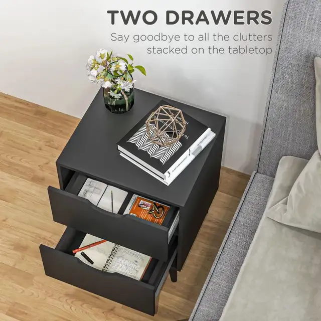 Modern Bedside Table, Nightstand with 2 Drawers and Pine Wood Le in Dressers & Wardrobes in Markham / York Region - Image 5