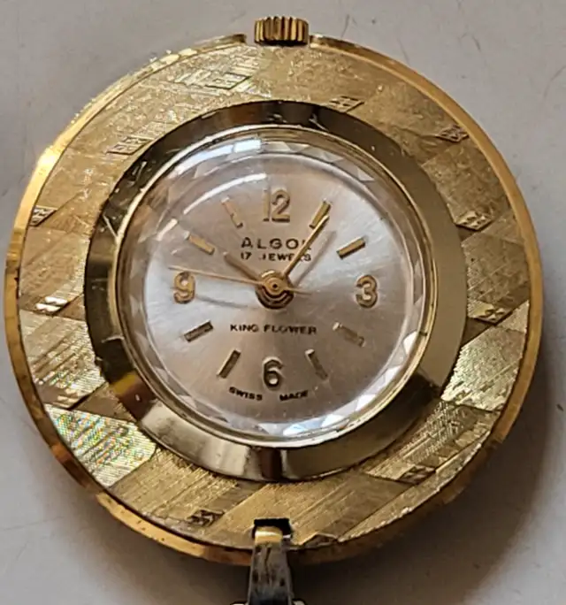Antique "Algol" King Flower 17 Jewel Swiss Wind Up Pocket Watch63654761815299120