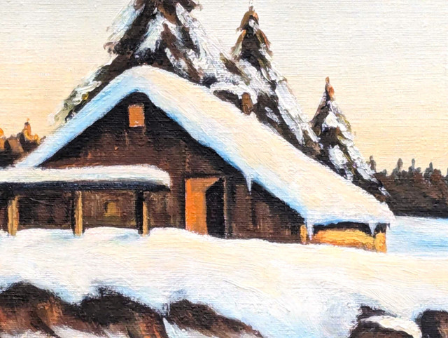 Lovely Vintage Oil-On-Canvas Rural Winter Landscape Painting! in Arts & Collectibles in London - Image 2