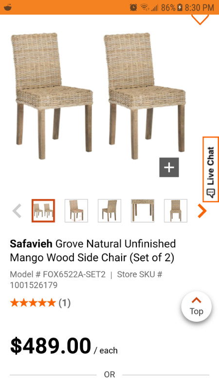 Mango Wood Side Chair Safavieh in Dining Tables & Sets in Oakville / Halton Region - Image 3