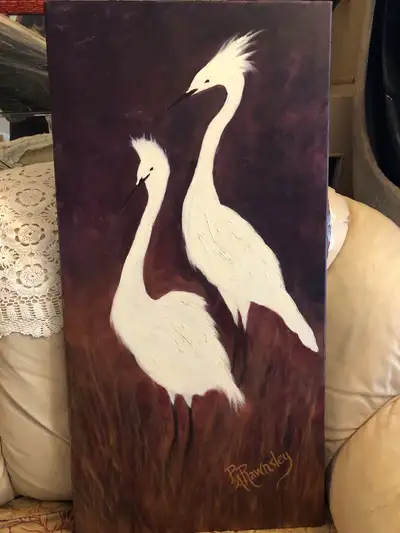 “Birds of a Feather”, original painting on canvas by local artist (seller) . Measurements: 15x30x3/4...