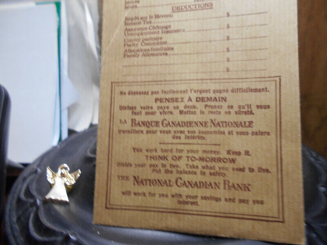 1-ENVELOPPE DE PAIE D EMPLOYE  BANQUE CANADIENNE NATIONALE 1946. dans Loisirs et artisanat  à Longueuil/Rive Sud - Image 2