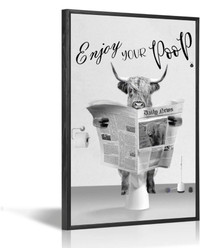 New Funny Highland Cow Wall Art, Black and White Pictures Farmho