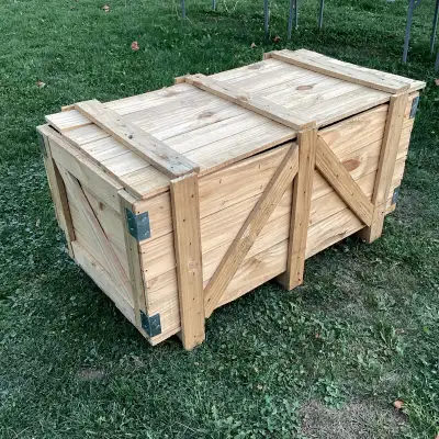 Rustic pine garden planter or wood box with lid, View more