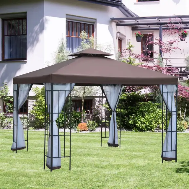 Coffee patio 10'x10' Garden Gazebo Canopy Portable Party  in Patio & Garden Furniture in Markham / York Region - Image 8