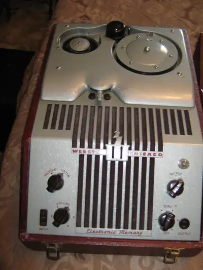 circa 1940 wire sound recorder in working condition with case mic and a couple of wire spools this i...