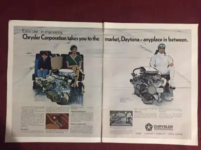 “Extra care...in engineering...Chrysler Corporation takes you to the market, Daytona-anyplace in bet...