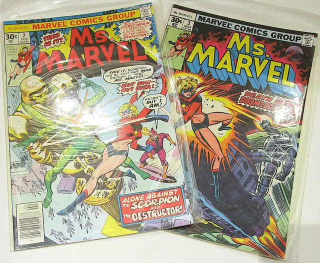 2 MARVEL "MS. MARVEL" #2 & #3 COMICS 1977 in Comics & Graphic Novels in Hamilton - Image 2