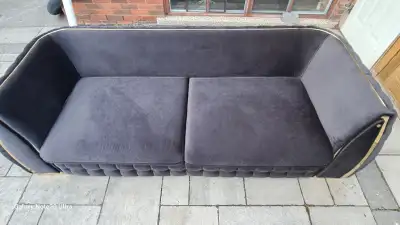 Black Velvet Couch with Gold Trim, View more