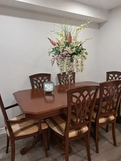     Solid Wood 7-Piece Dining Table Set with 6 Chairs , View more