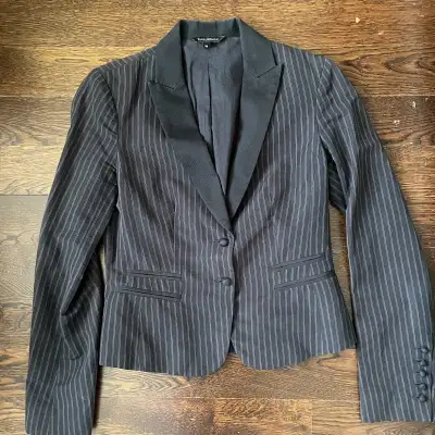 Tara Jarmon Navy Pinstripe Short Blazer-Size 36 (US 4), View more