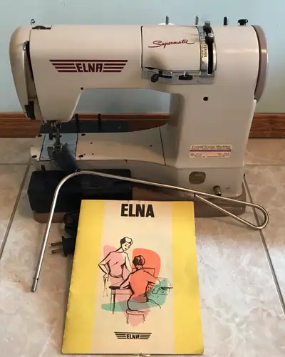 Beige Elna Supermatic Sewing Machine complete with accessories, View more
