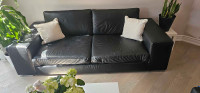 Black contemporary couch with chair 