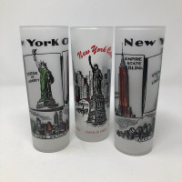Vintage Tom Collins New York City Glasses Set of 3 Barware