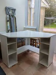 IKEA Borgsjo corner desk. White laminate particle board. , View more