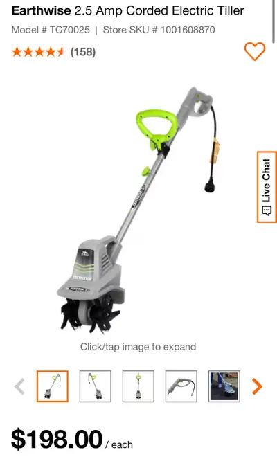 Earthwise 2.5 Amp Corded Electric Tiller, View more