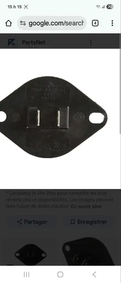 Thermistor neuf pour sécheuse Frigidaire #134587700, View more