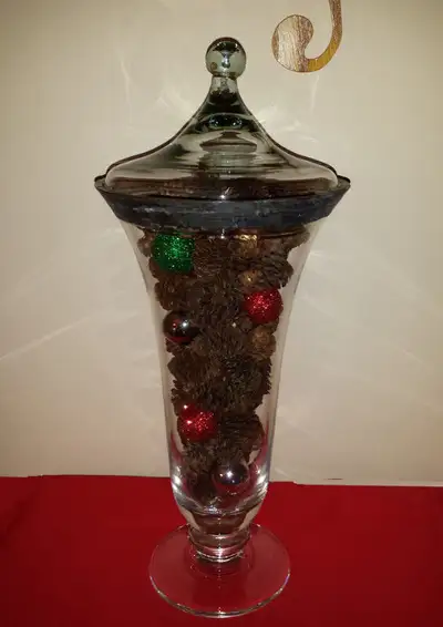 Mini Colored Balls & Pinecones in Trumpet Vase, View more