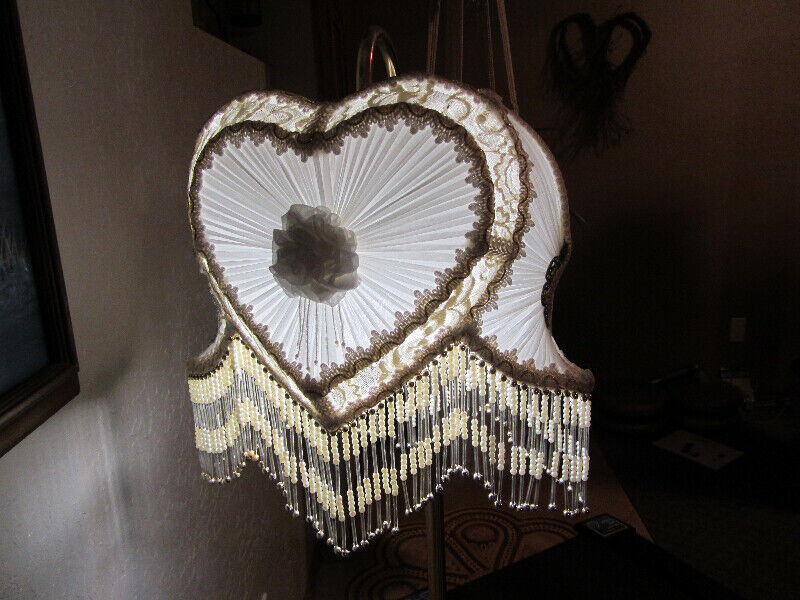 Victorian heart shape lampshade includes an Antique metal floor for sale  