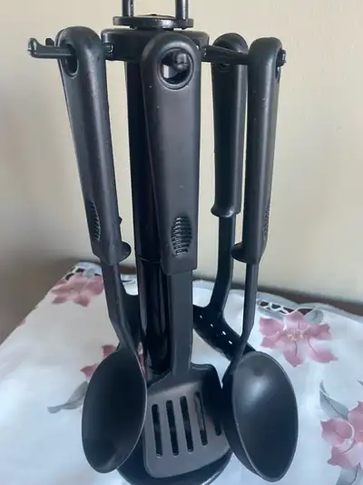 Black Kitchen Utensil Set with Stand, View more