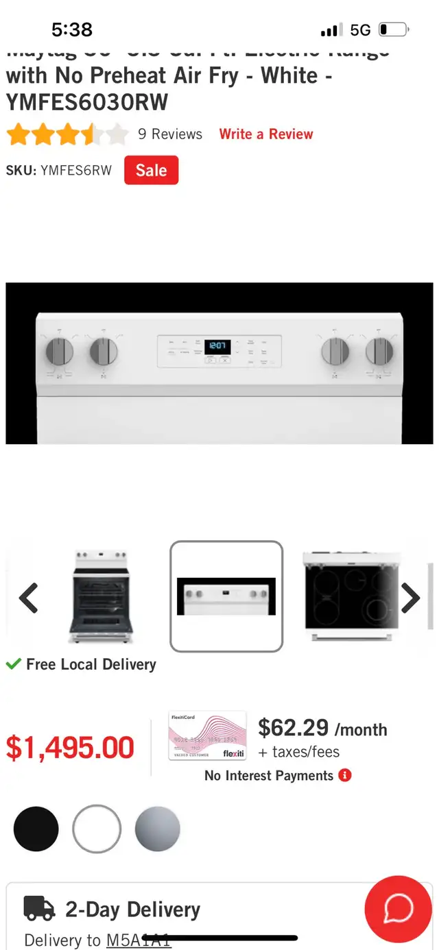   New Maytag 30" 5.3 Cu. Ft. Electric Range with No Preheat 62864365349251123