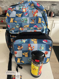 BRAND NEW POKEMON BACKPACK, LUNCH BAG AND THERMOS WATER BOTTLE-B