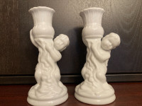 VINTAGE CERAMIC BABY CHERUB CANDLE HOLDERS